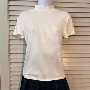 White Mock-Neck Short Sleeve